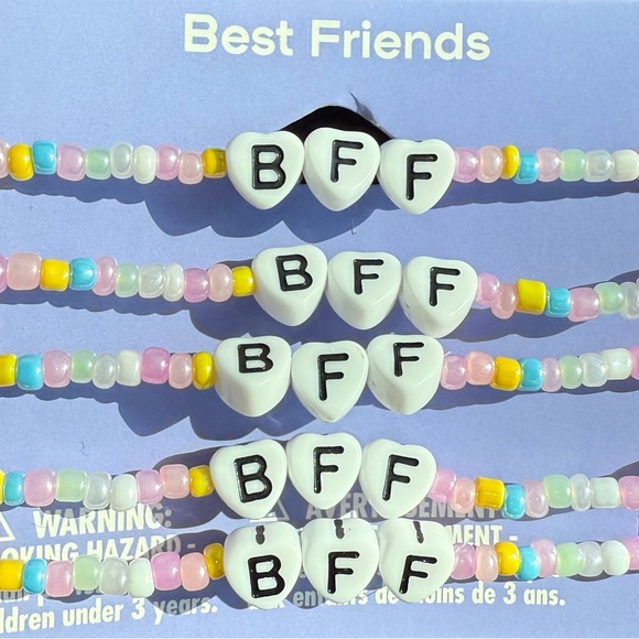 Claire’s Best Friends Microbeads “BFF” Stretch Bracelets - 5 Pack - Picture 2 of 6